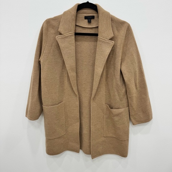 J.Crew brown Tan neutral 
Sophie open-front sweater-blazer SzXS 100% Merino Wool - Picture 4 of 7